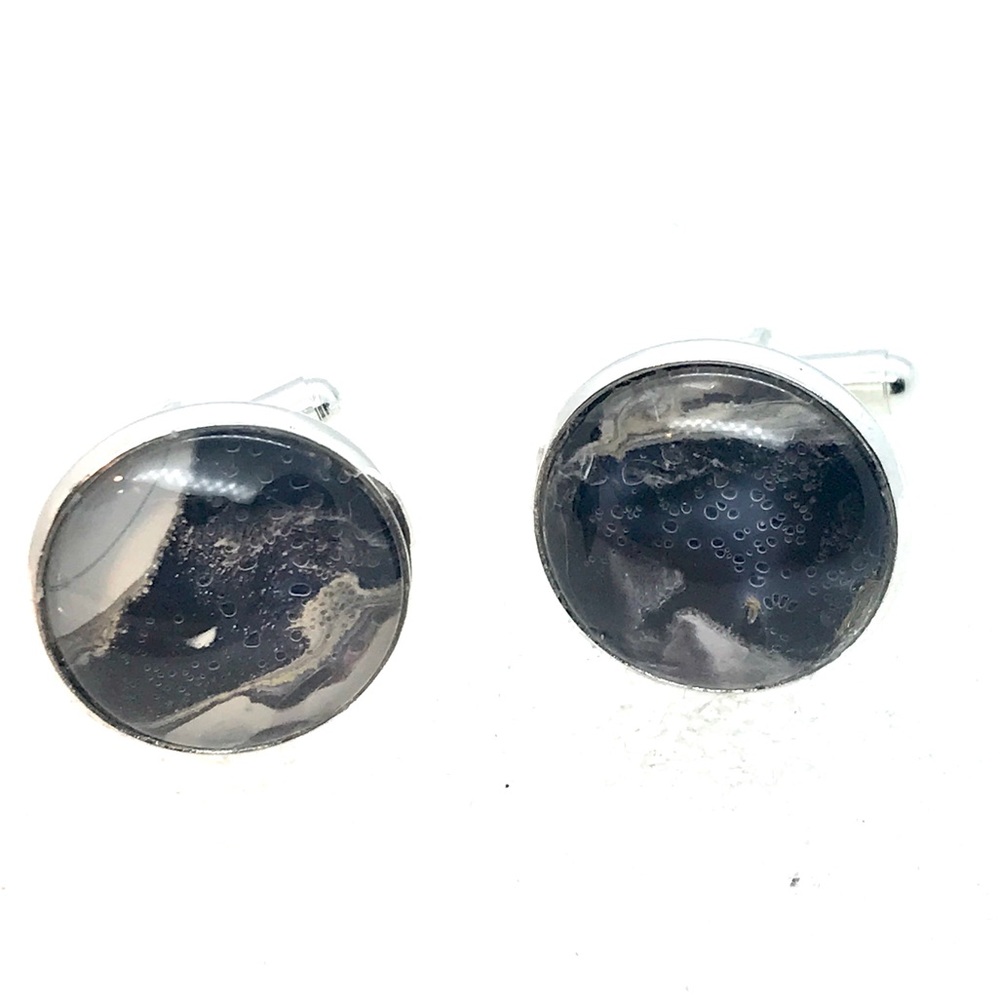 Cufflinks silver plated handcrafted glass